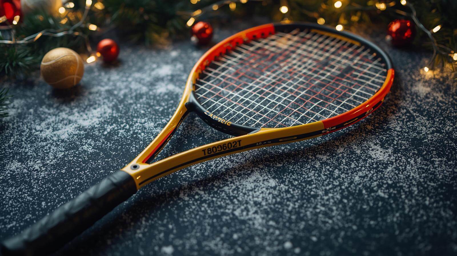 Rakietka do squasha na bożonarodzeniowymtle